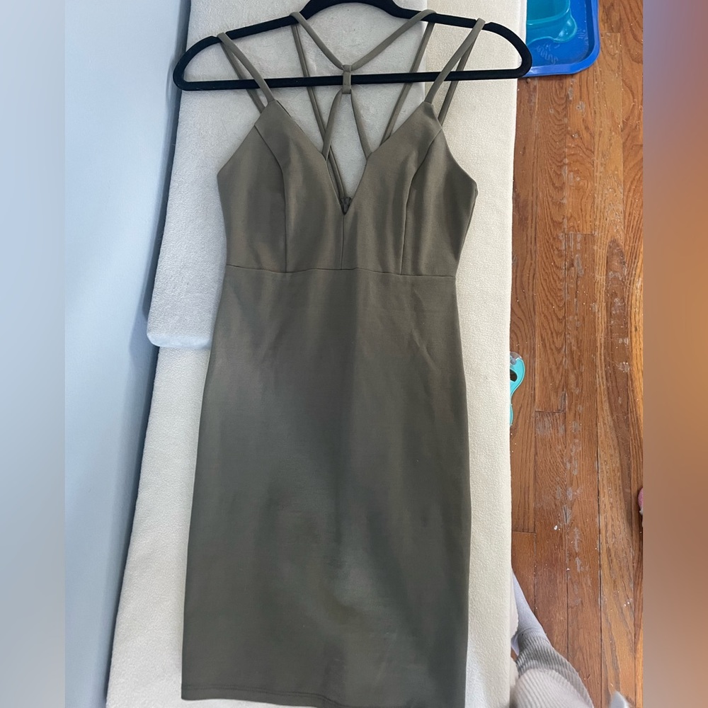 Olive green body con dress S